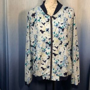 Cato Blue and White Floral BomberJacket Spring Lightweight